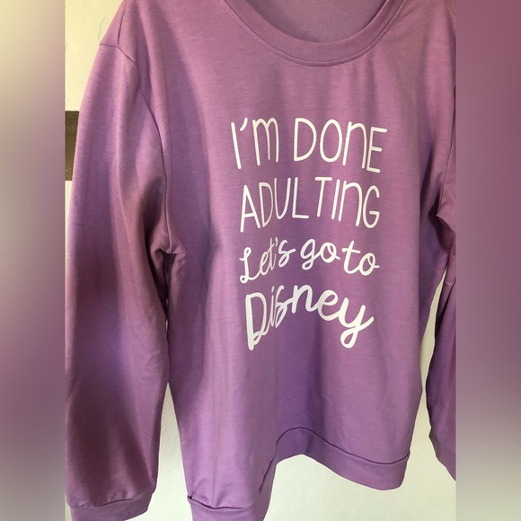 Disney theme Crewneck|”I’m done adulting let’s go to Disney”, Size XL•••Lilac - Picture 4 of 11